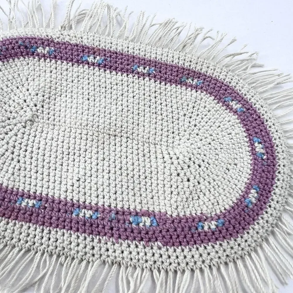 Vintage Dollhouse Miniature Cottage Country Woven Fringed Area Rug 6